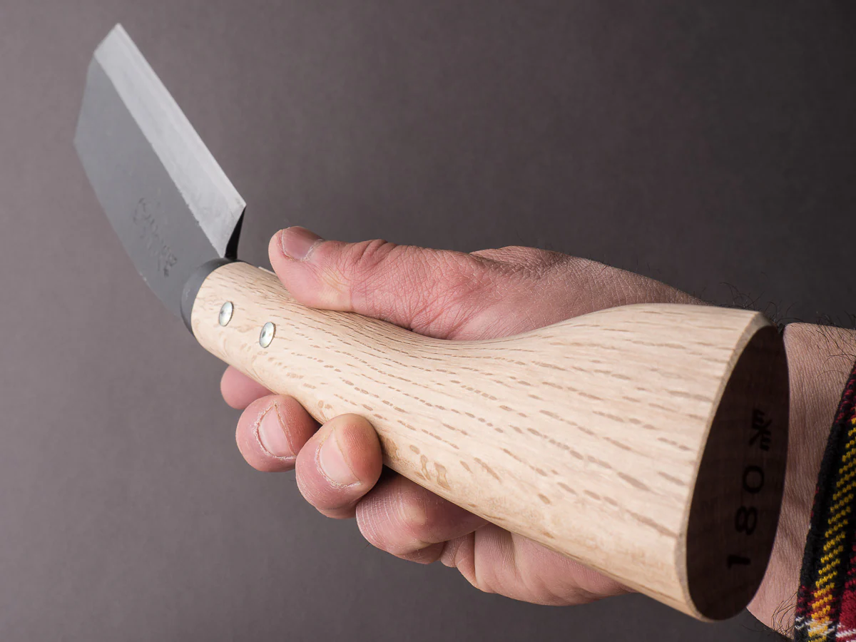 Ajikataya - Old Style Hatchet - Kurouchi - 180mm - Oak Wood Handle - Single Bevel - Image 11
