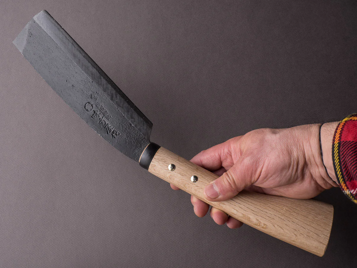 Ajikataya - Old Style Hatchet - Kurouchi - 180mm - Oak Wood Handle - Single Bevel - Image 7
