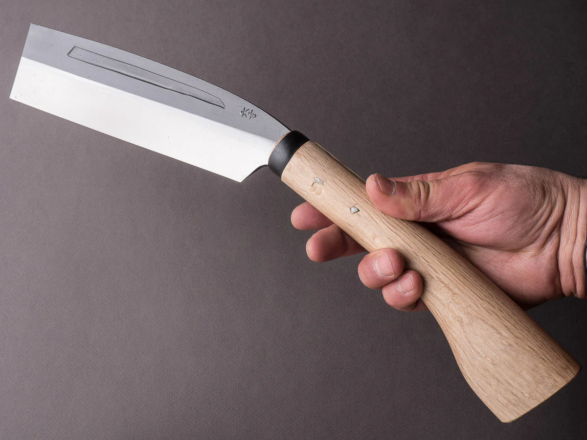 Ajikataya - Old Style Hatchet - Kurouchi - 180mm - Oak Wood Handle - Single Bevel - Image 8