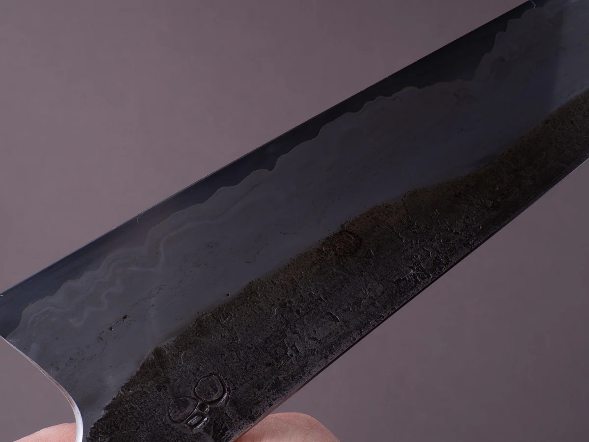 Caublestone Cutlery - In-House Go-Mai - Wrought Iron Kasumi - 26C3 - Gyuto 240mm - Desert Ironwood Handle w/ Amboyna Ferrule & G10 Spacer - Image 15