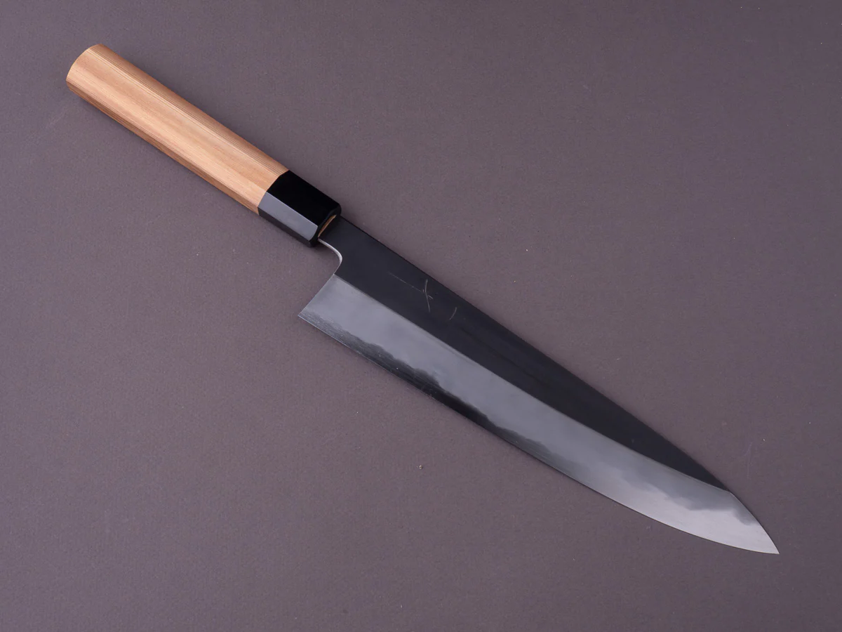 Hitohira - Tanaka x Kyuzo - Blue #1 Kurouchi - 240mm Gyuto - Yakusugi Cedar Handle