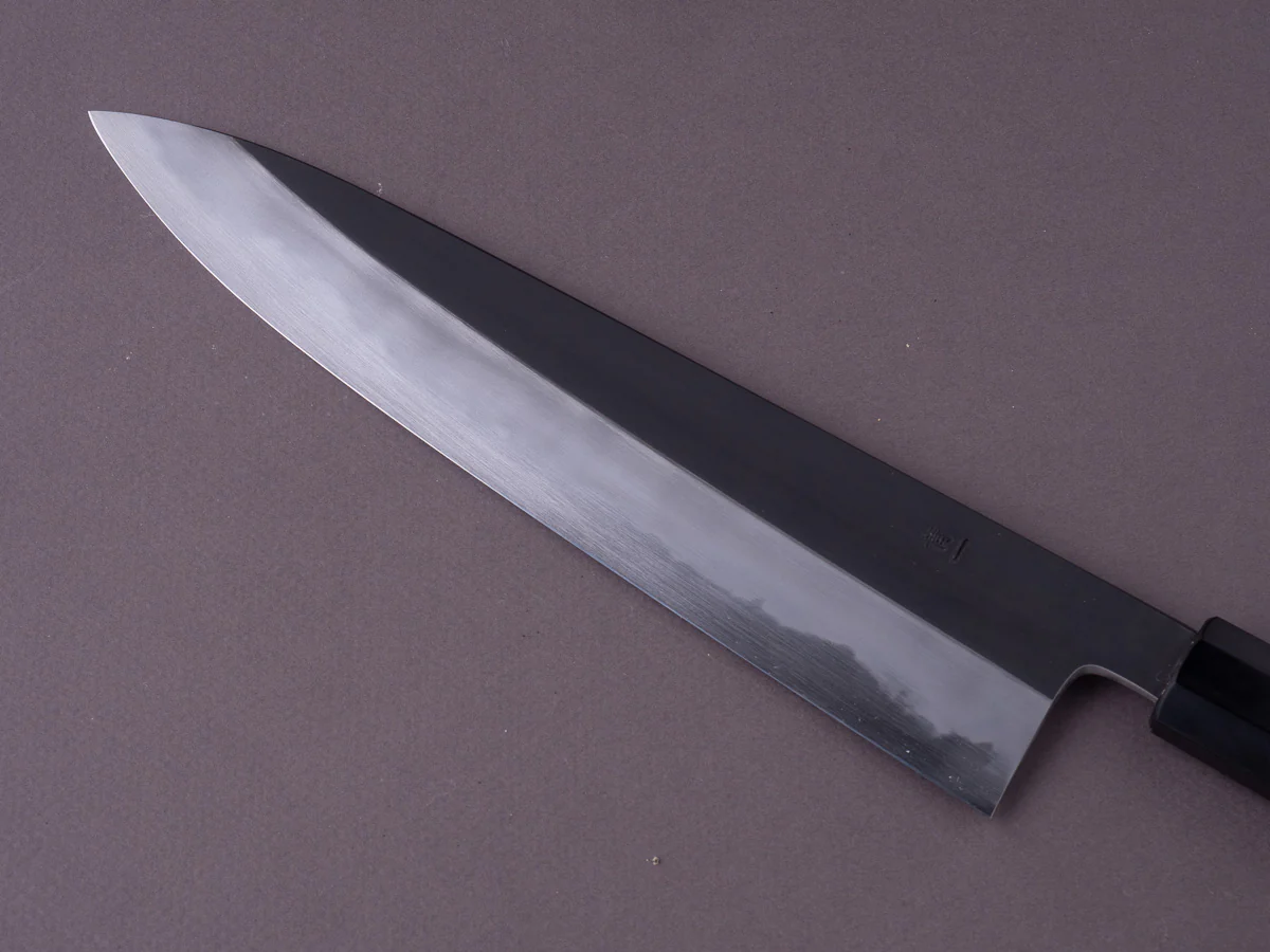 Hitohira - Tanaka x Kyuzo - Blue #1 Kurouchi - 240mm Gyuto - Yakusugi Cedar Handle - Image 5
