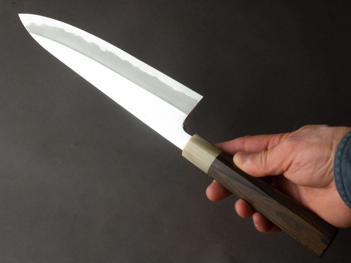 Hitohira - Tanaka x Kyuzo - Vintage Swedish Carbon - Migaki - 240mm Gyuto - Ziricote Handle - Limited - Image 5