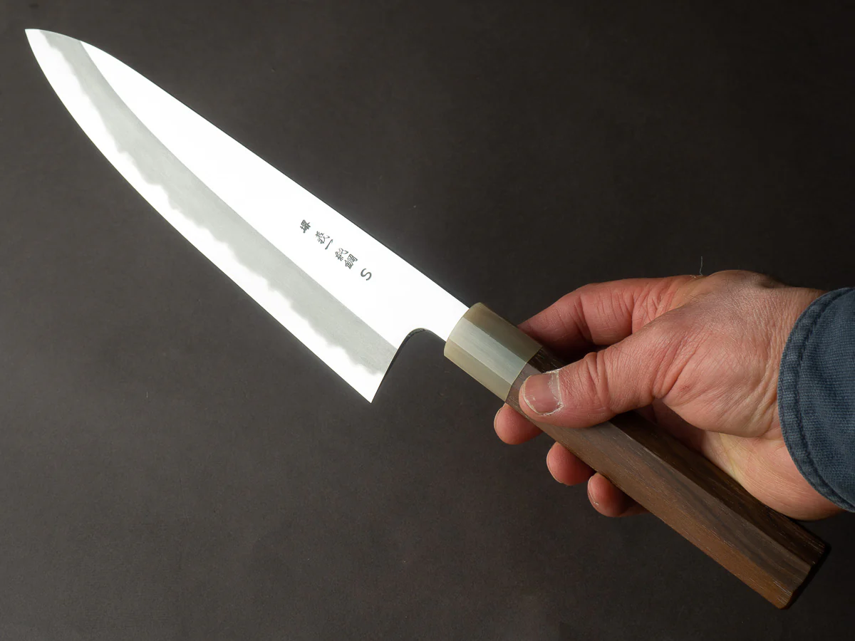 Hitohira - Tanaka x Kyuzo - Vintage Swedish Carbon - Migaki - 240mm Gyuto - Ziricote Handle - Limited - Image 6