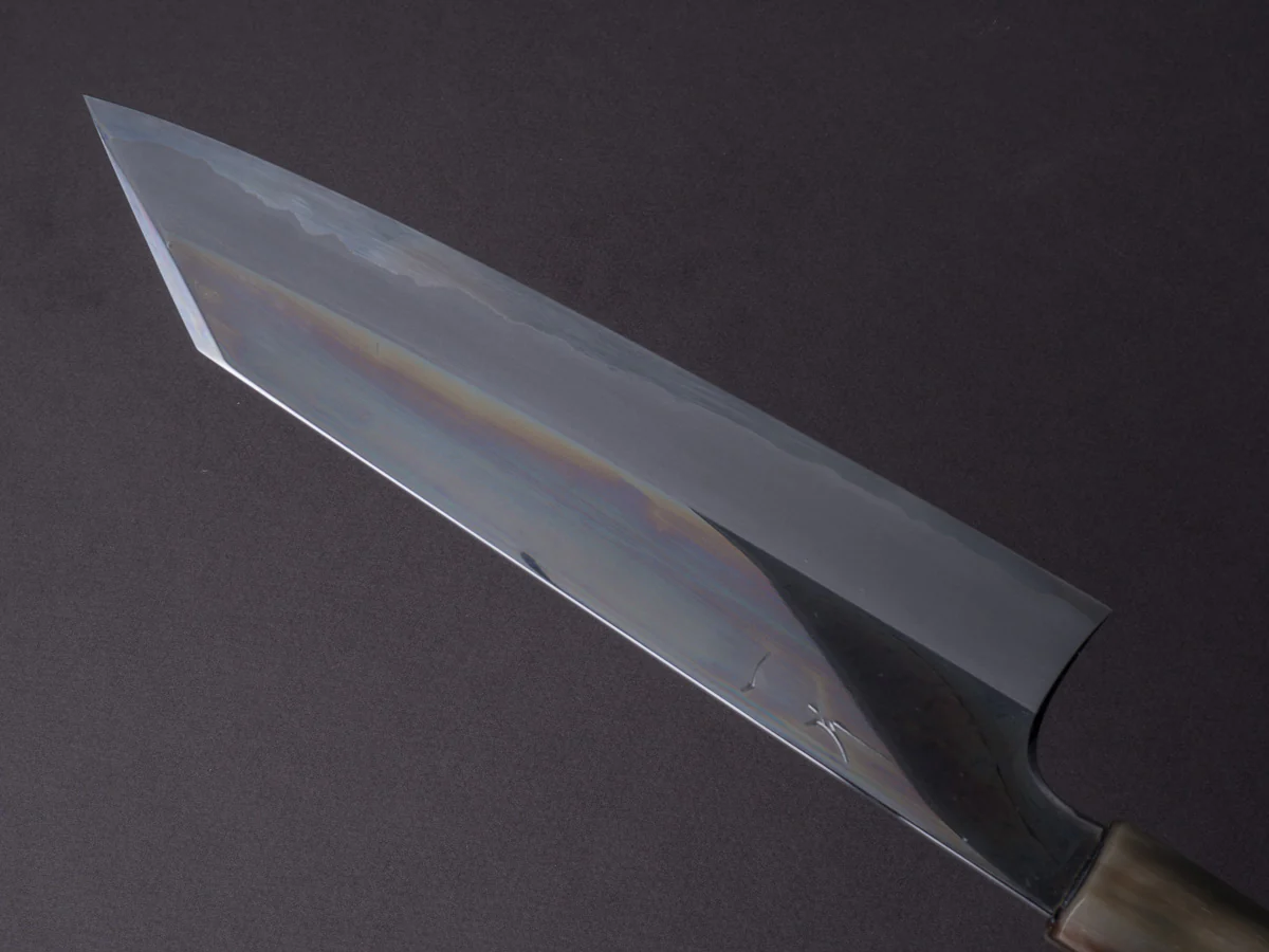 Hitohira - Togashi - White #1 - Stainless Clad - Mirror Polished - 210mm Kiritsuke Gyuto - Taihei Ebony Handle - Image 3