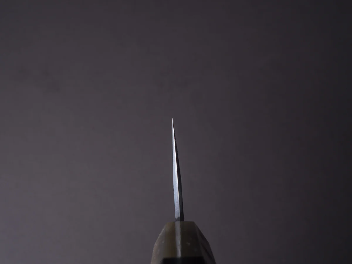 Hitohira - Togashi - White #1 - Stainless Clad - Mirror Polished - 210mm Kiritsuke Gyuto - Taihei Ebony Handle - Image 9