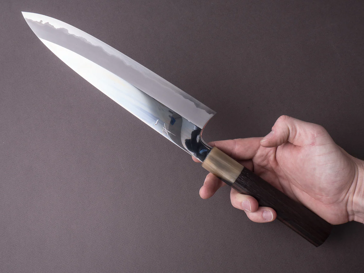 Hitohira - Togashi - White #1 - Stainless Clad - Mirror Polished - 240mm Gyuto - Taihei Rosewood Handle - Image 7