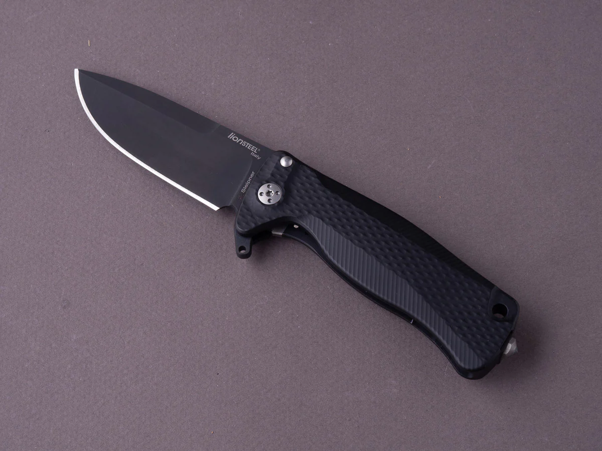 lionSTEEL - SOLID Folding Knife - SR22 - Sleipner - 75mm - Frame Lock - Black Aluminum - Black Mil Spec
