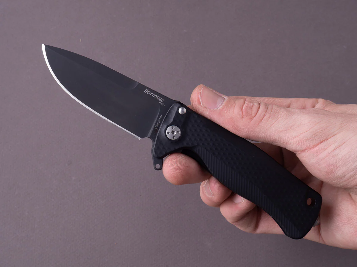 lionSTEEL - SOLID Folding Knife - SR22 - Sleipner - 75mm - Frame Lock - Black Aluminum - Black Mil Spec - Image 5
