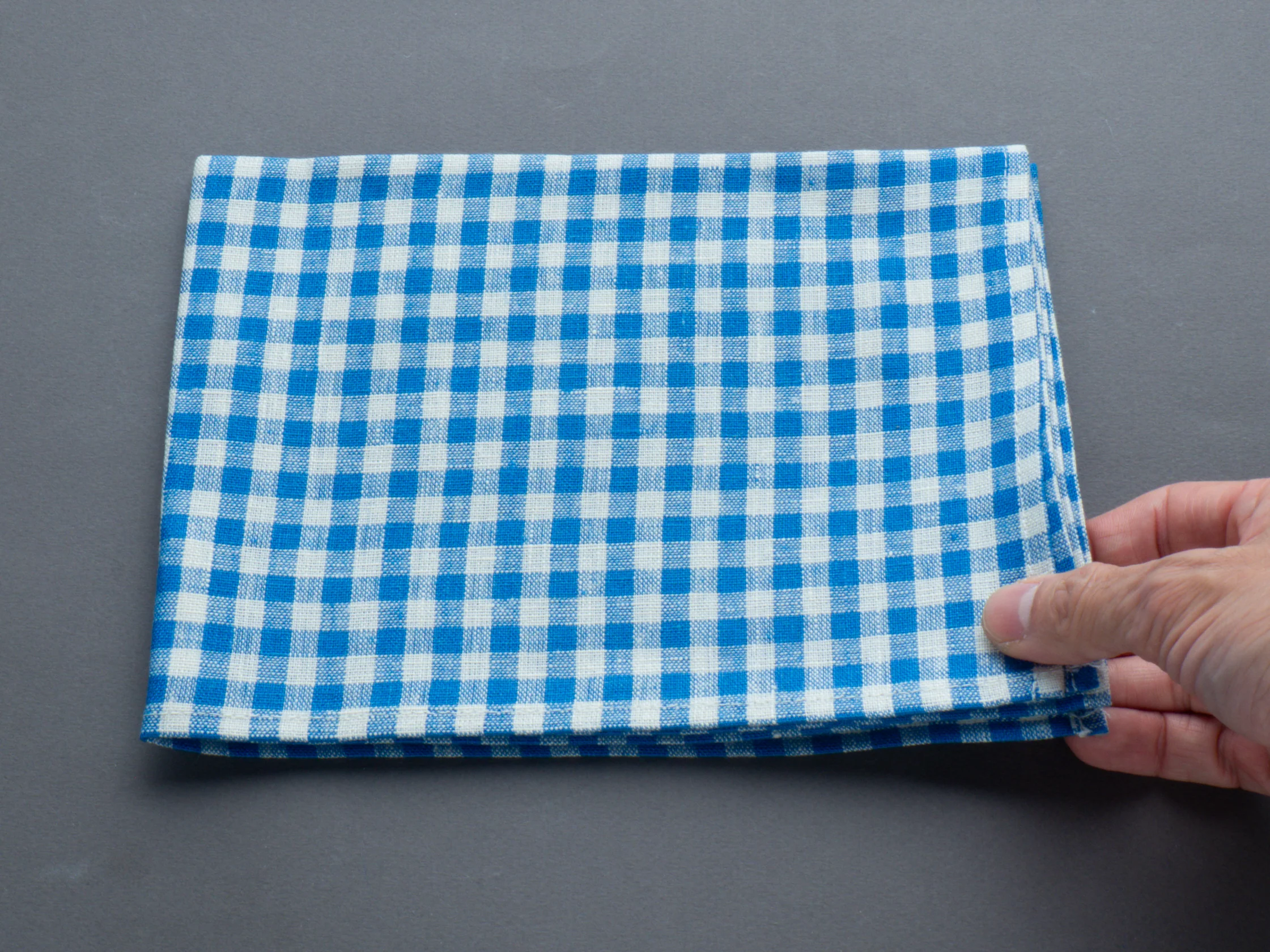 Fog Linen - Linen Kitchen Cloth - "Paule" Blue + White Check - Image 3