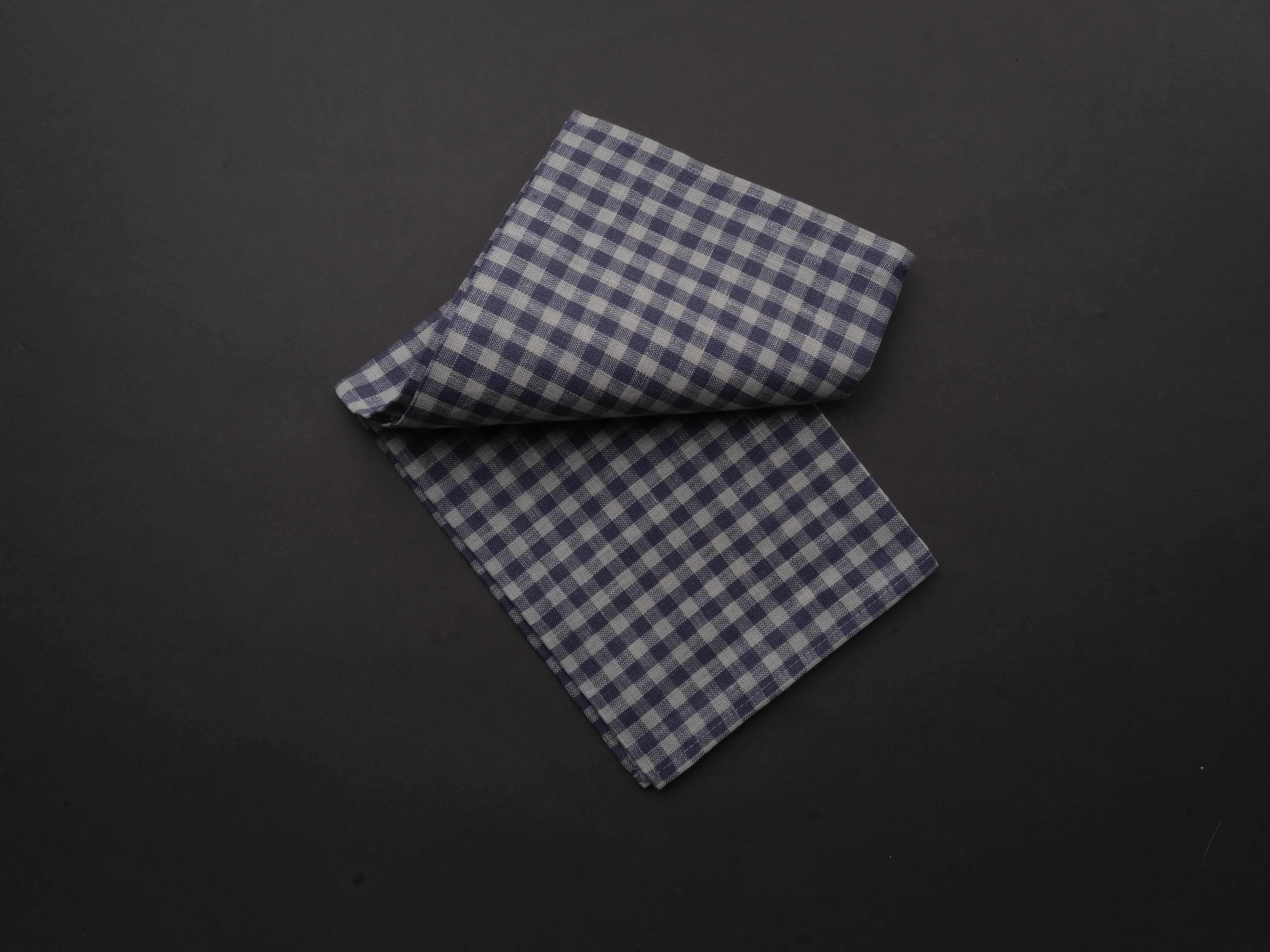 Fog Linen - Linen Kitchen Cloth - "Simone" - Purple + Beige Check - Image 2