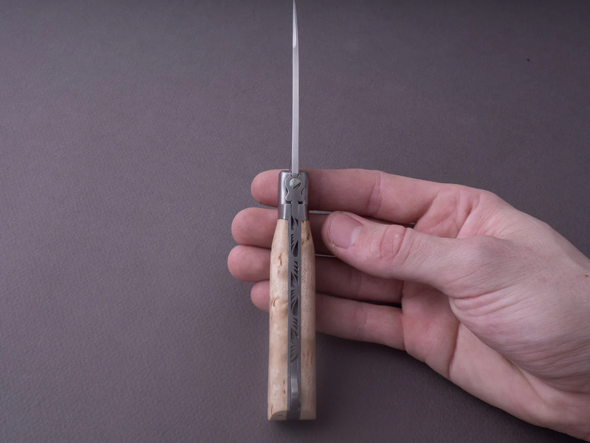 Fontenille-Pataud - Yssingeaux Shepherd's - 110mm Folding - Spring System - Curly Birch Handle - Image 6