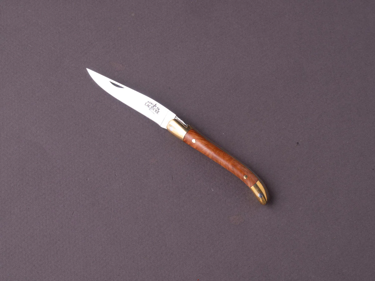Forge de Laguiole - 70mm Folding Knife - Spring Lock - Briarwood & Brass Handle