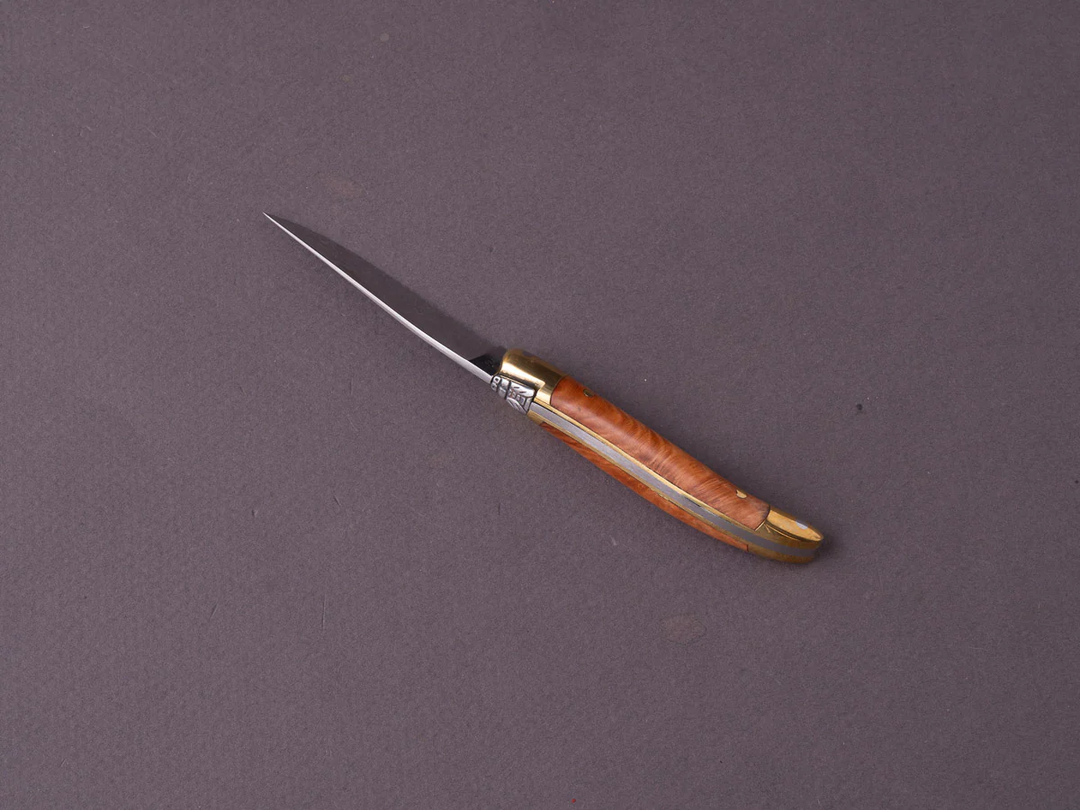 Forge de Laguiole - 70mm Folding Knife - Spring Lock - Briarwood & Brass Handle - Image 2