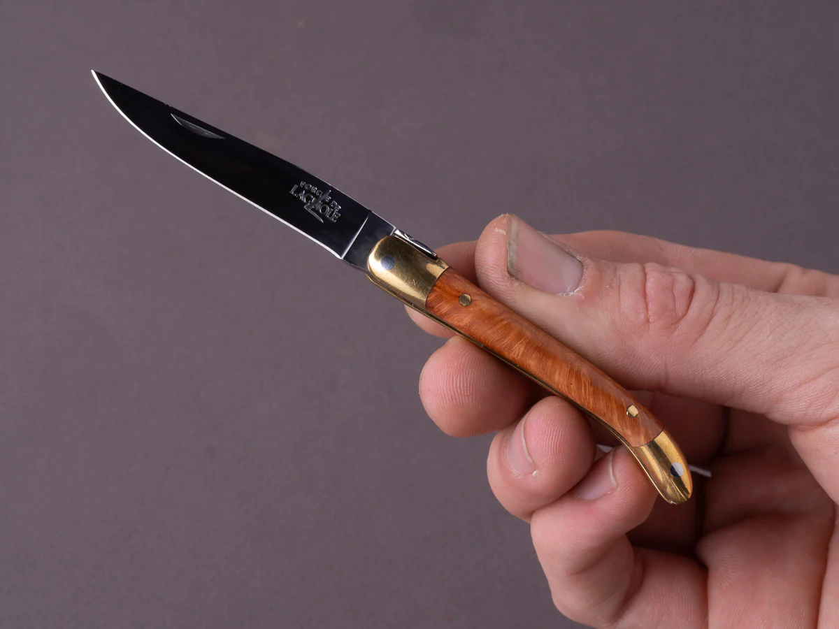 Forge de Laguiole - 70mm Folding Knife - Spring Lock - Briarwood & Brass Handle - Image 3