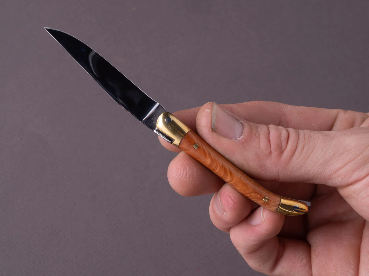 Forge de Laguiole - 70mm Folding Knife - Spring Lock - Briarwood & Brass Handle - Image 4
