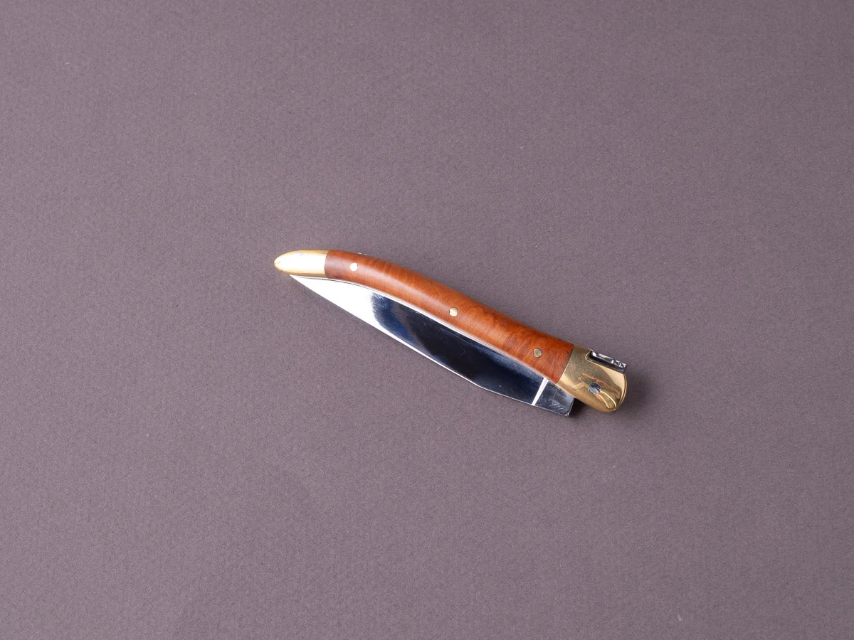 Forge de Laguiole - 90mm Folding Knife - Spring Lock - Briar Wood & Brass Handle - Image 3