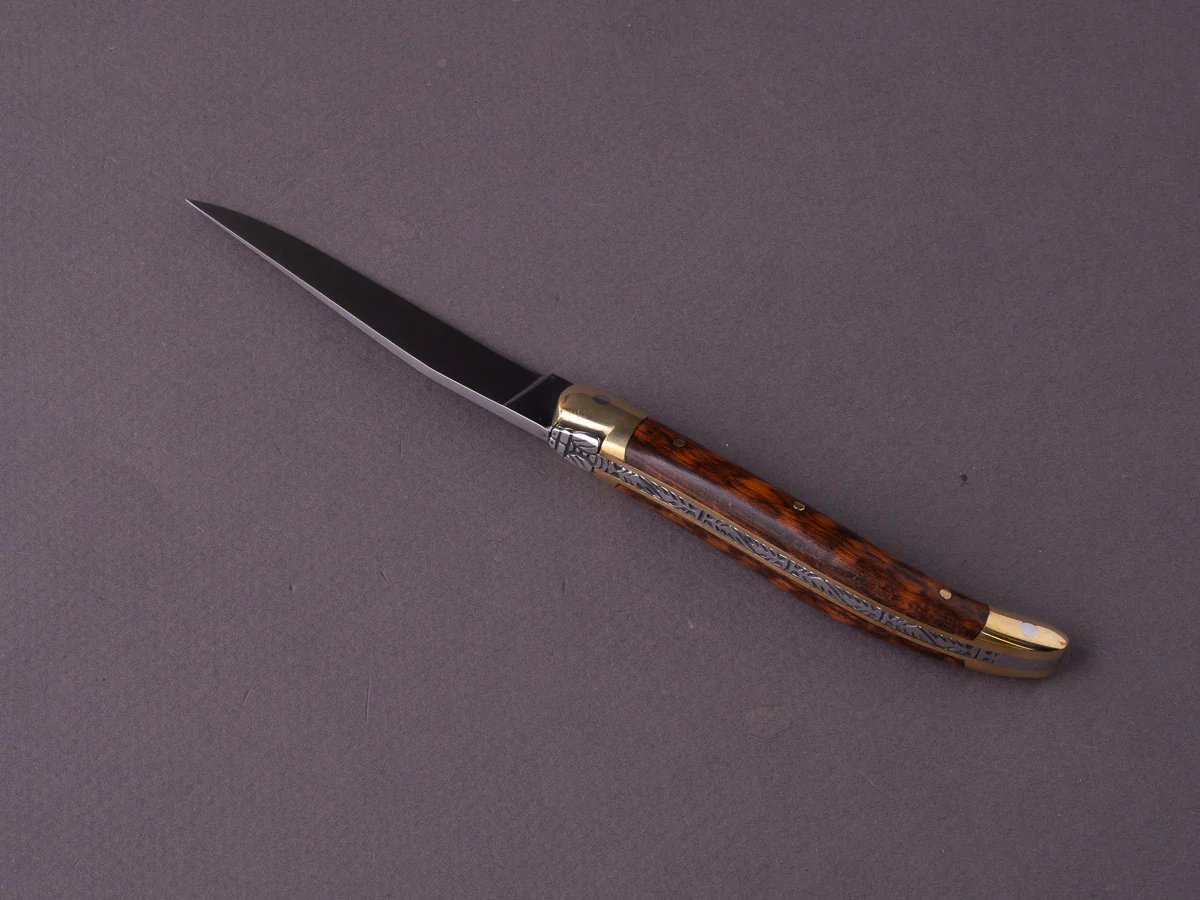 Forge de Laguiole - 90mm Folding Knife - Spring Lock - Snakewood & Brass Handle - Image 2