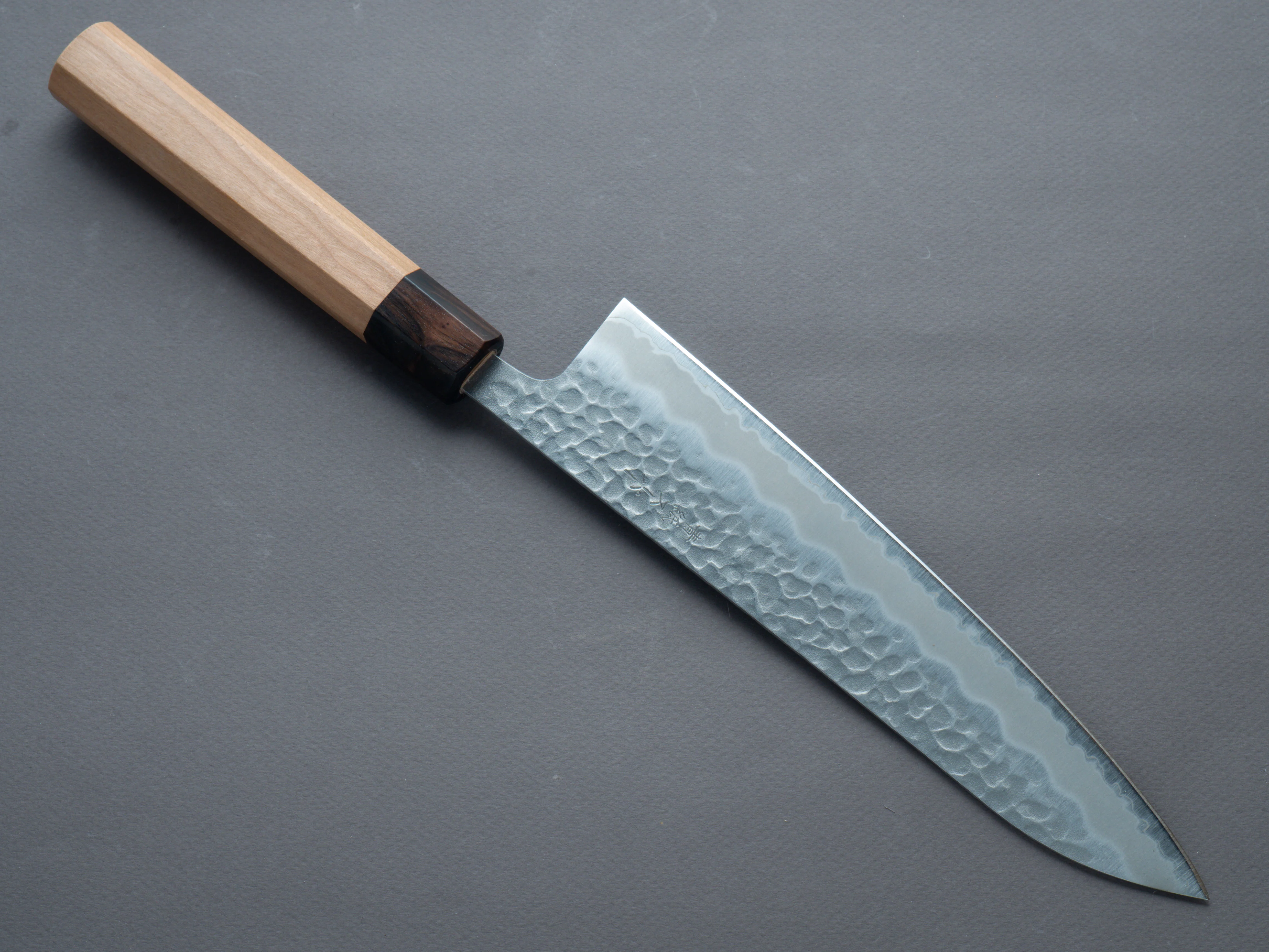 Hitohira - Futana - Blue Super - Migaki Tsuchime - 210mm Gyuto - Cherry Handle - Image 2