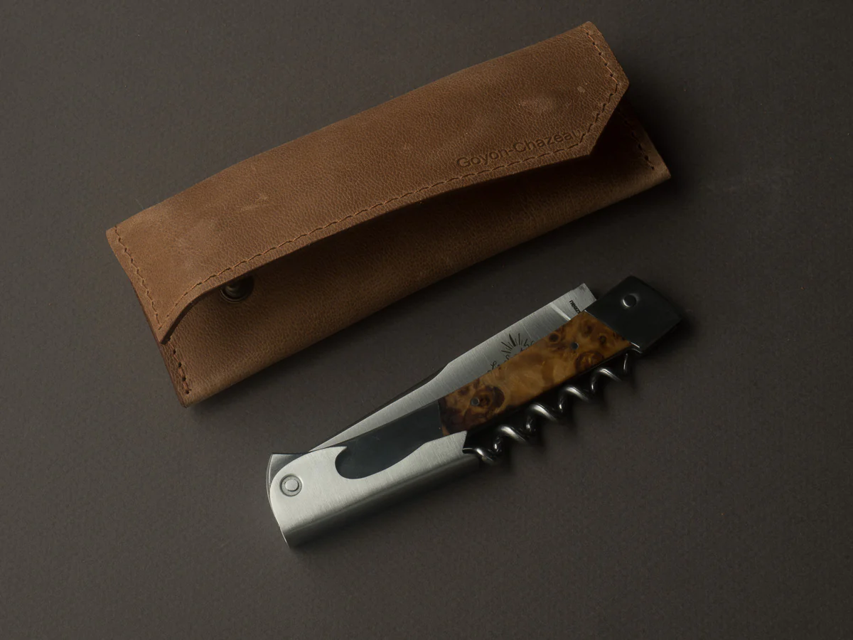 Goyon-Chazeau - St Vincent - Sommelier/Wine Key - Poplar Burl Wood Handle - Cork Box - Image 7