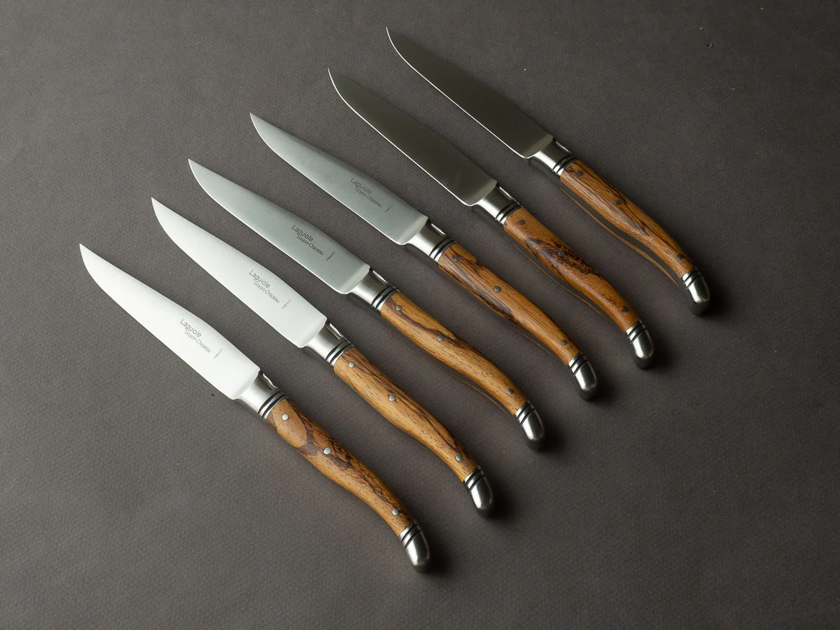 Goyon Chazeau - Steak Knives - Laguiole Avantage - Marble Wood - Matte Finish - Set of 6