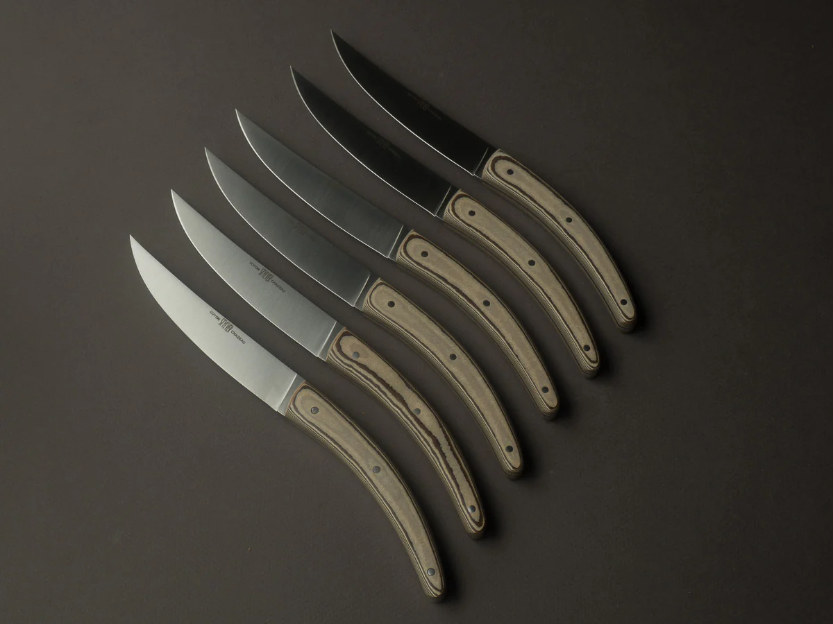 Goyon-Chazeau - Styl'ver - Steak/Table Knives - Grey Paperstone Handle - Set of 6