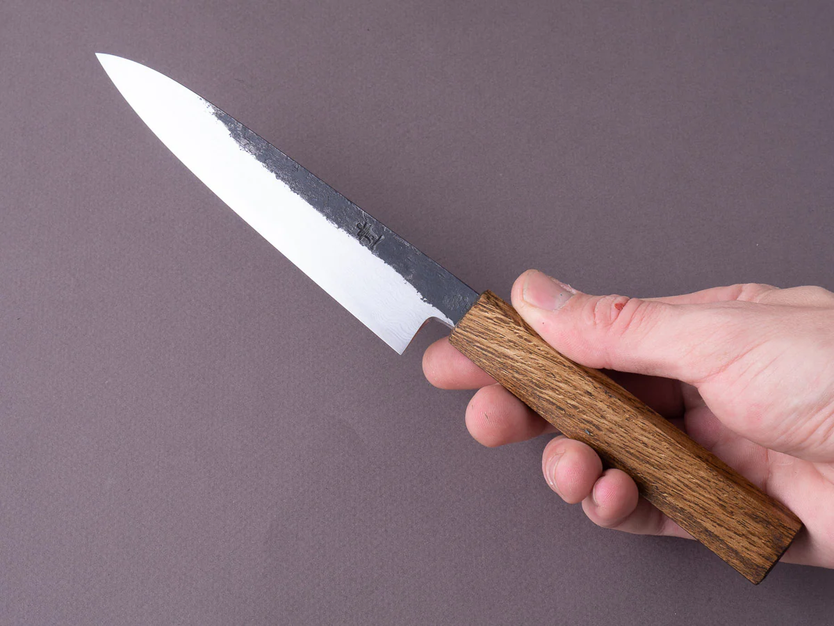 HADO - Sumi - Blue #1 - Damascus Kurouchi - 150mm Petty - Brown Lacquered Oak Handle - Image 8