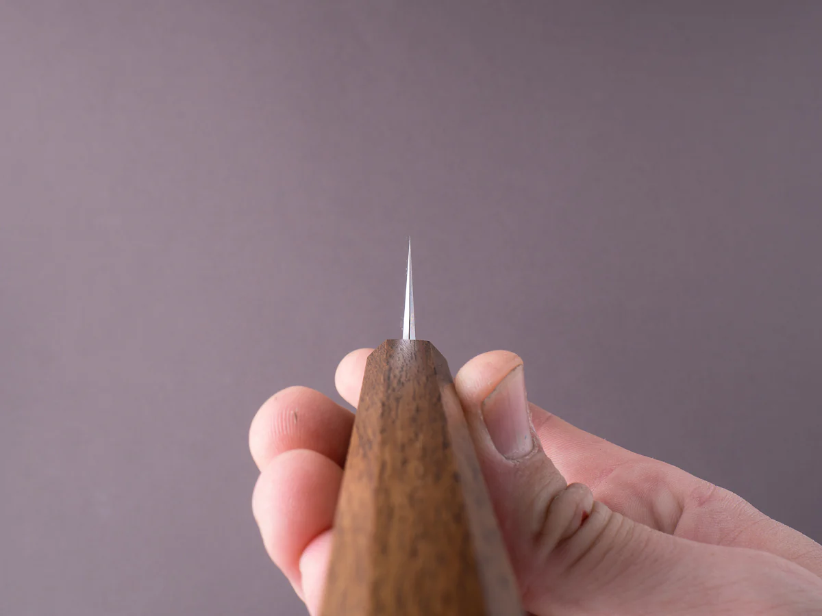 HADO - Sumi - Blue #1 - Damascus Kurouchi - 270mm Sujihiki - Brown Lacquered Oak Handle - Image 2
