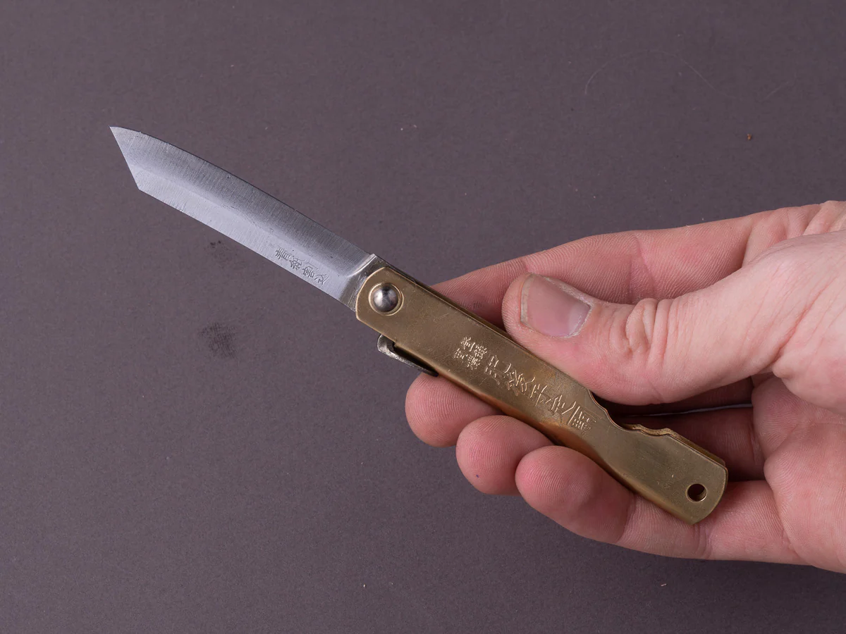 Higonokami - Blue #2 - Medium - 65mm Folding - Brass - Image 4