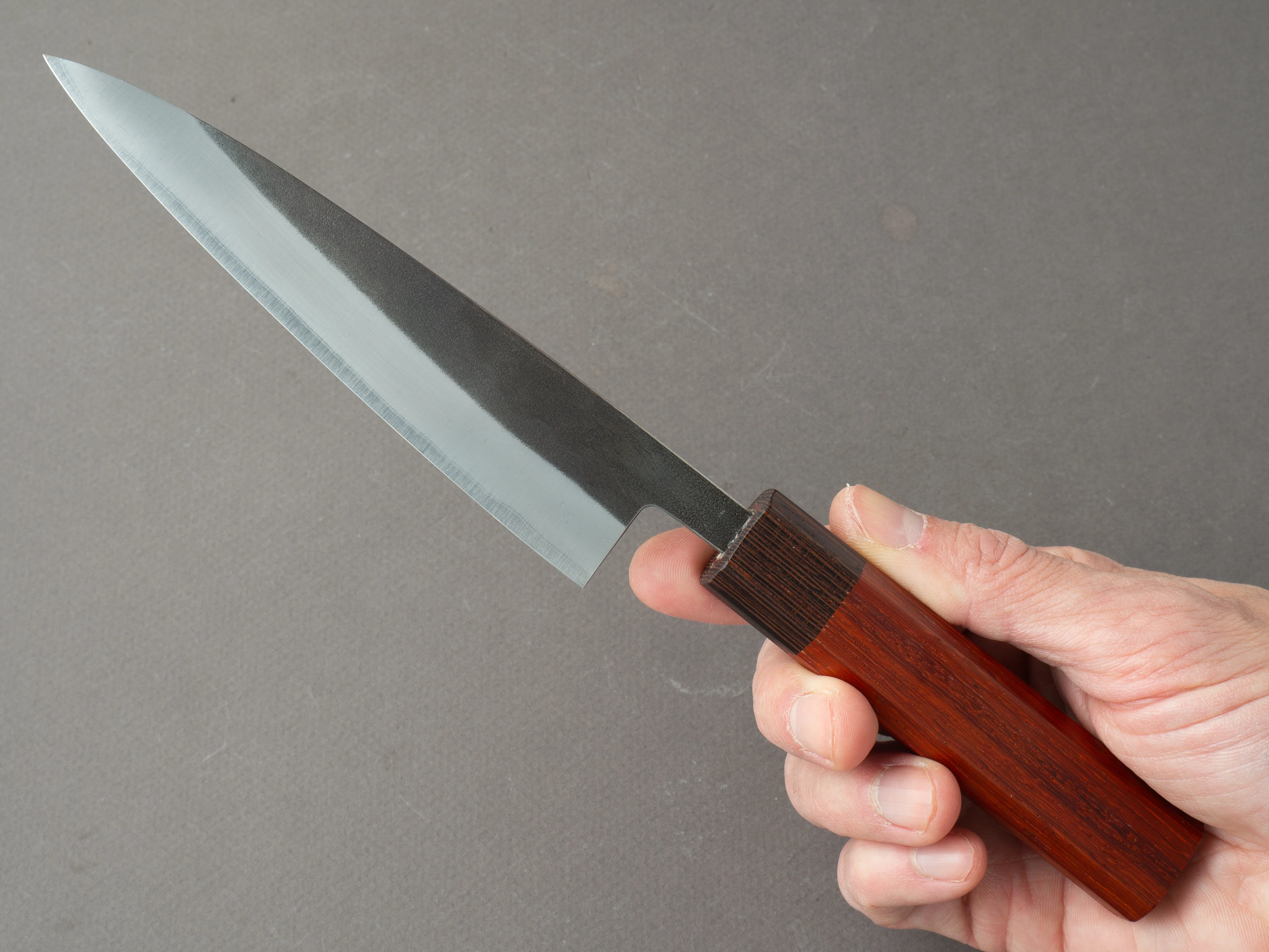 Hitohira - TD - Blue #2 - Stainless Clad - Kurouchi - Petty - 135mm - Padauk Handle - Image 6