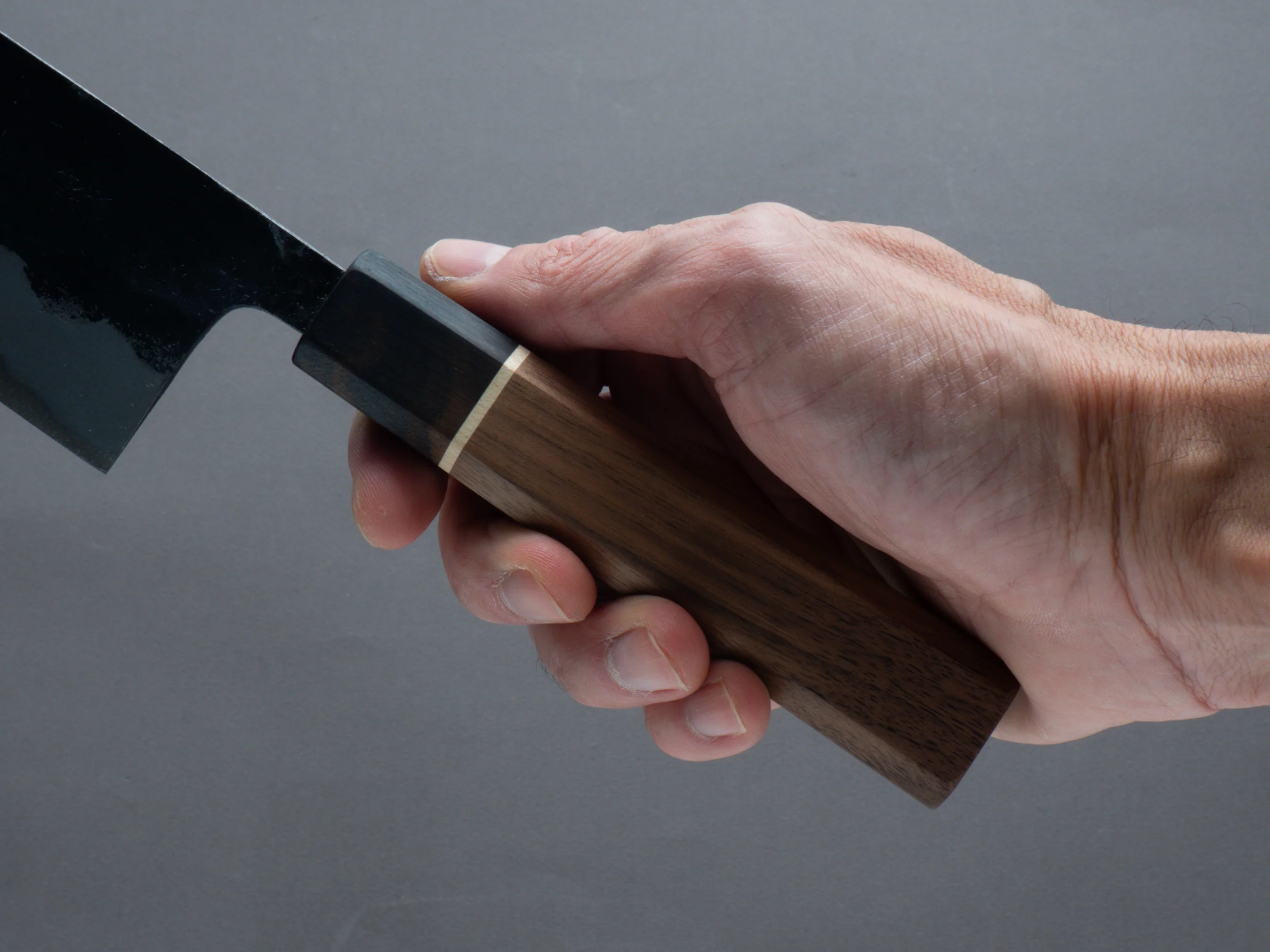 Hitohira - Blue #1 - Kurouchi - Nakiri 165mm - Walnut Handle - Image 5