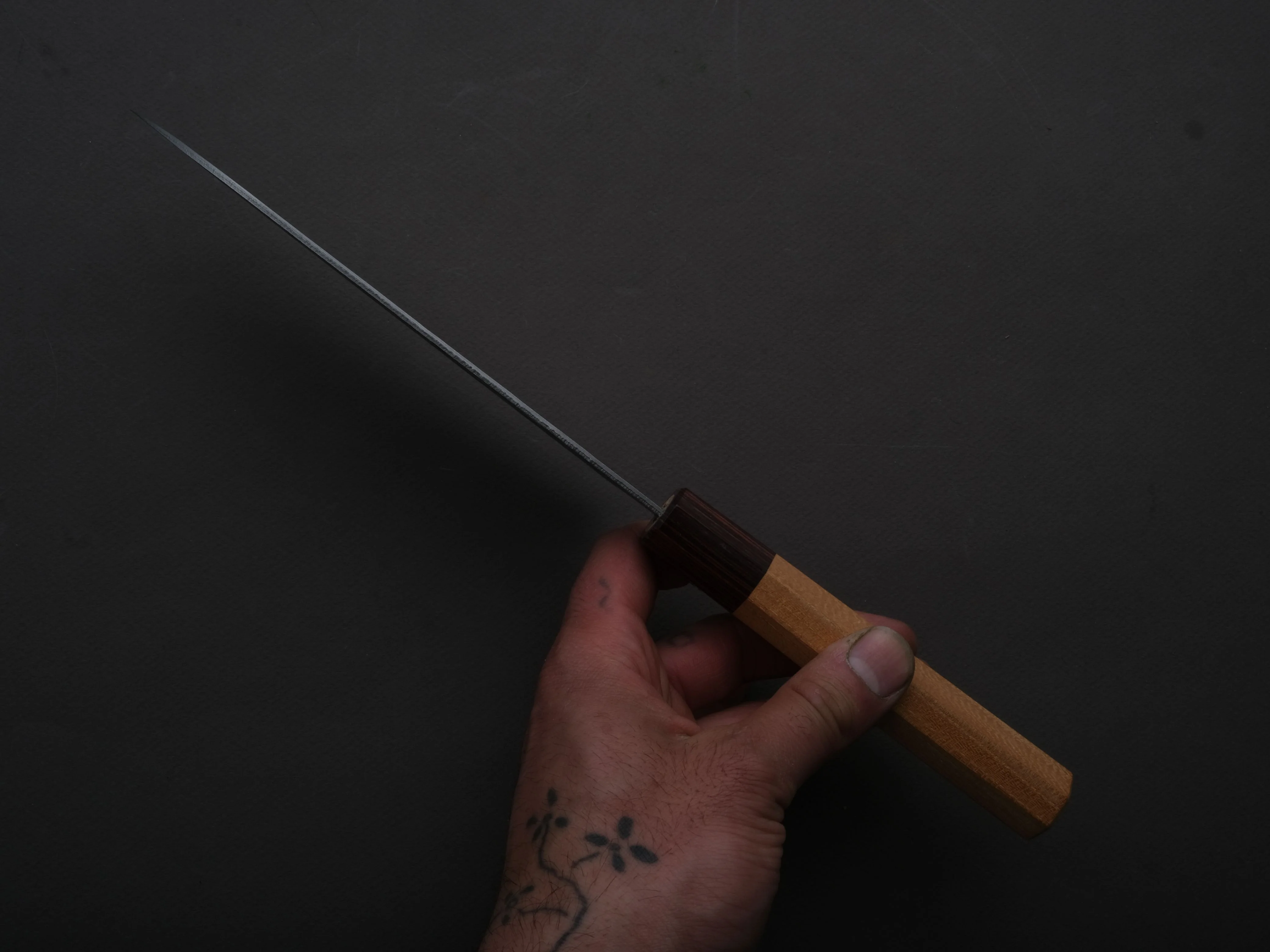 Hitohira - Futana - Ginsan - Nashiji - Santoku - 170mm - Keyaki Zelkova Handle - Image 5