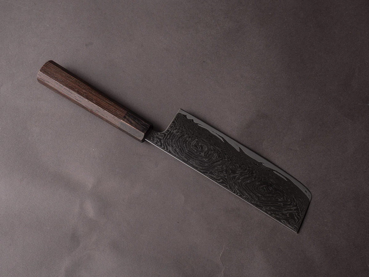 Hitohira - Futana - Nickel Damascus - 165mm Nakiri - Tagayasan Handle - Image 2