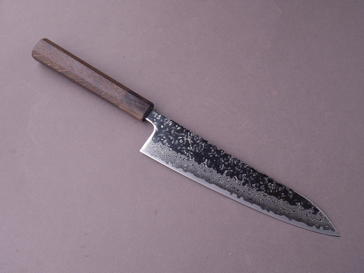 Hitohira - Futana - Stainless - Polished Tsuchime Damascus - 210mm Gyuto - Tagayasan Handle