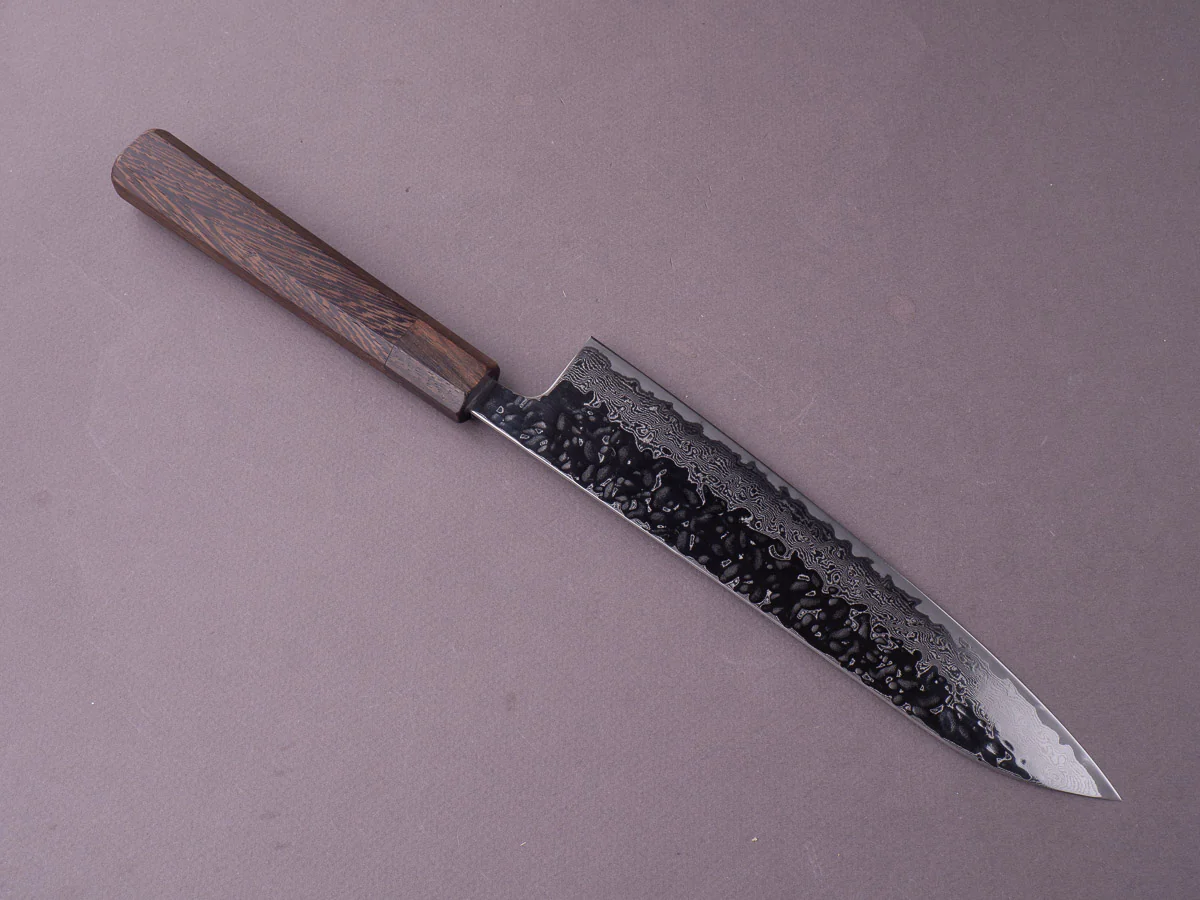 Hitohira - Futana - Stainless - Polished Tsuchime Damascus - 210mm Gyuto - Tagayasan Handle - Image 2