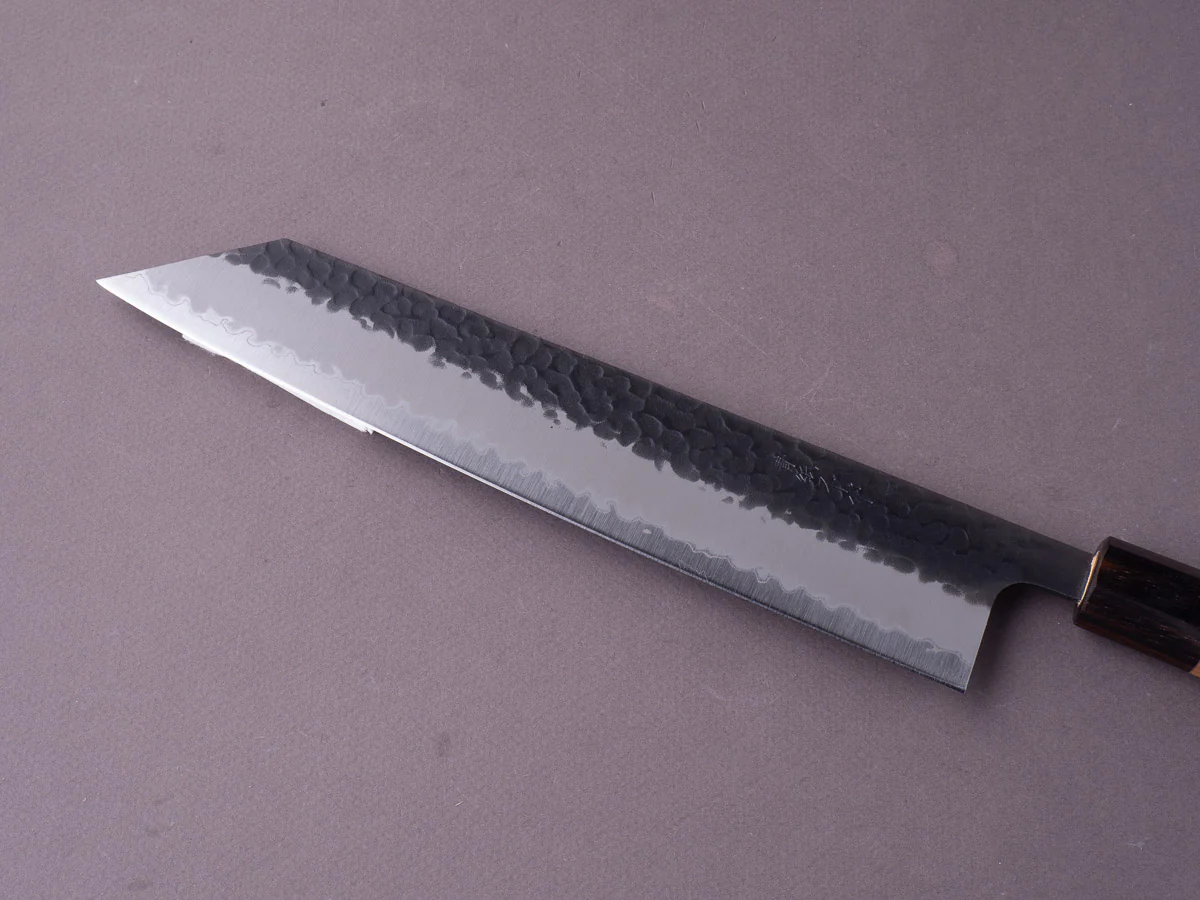 Hitohira - Futana - Super Blue - Kurouchi Tsuchime - 240mm Kiritsuke Gyuto - Cherry Handle - Image 8