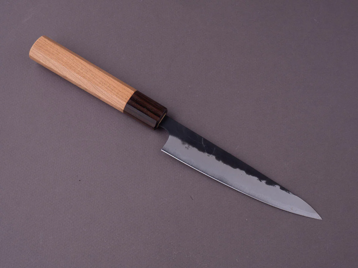 Hitohira - Futana - Stainless Clad Super Blue - Kurouchi Nashiji - 135mm Petty - Cherry Handle