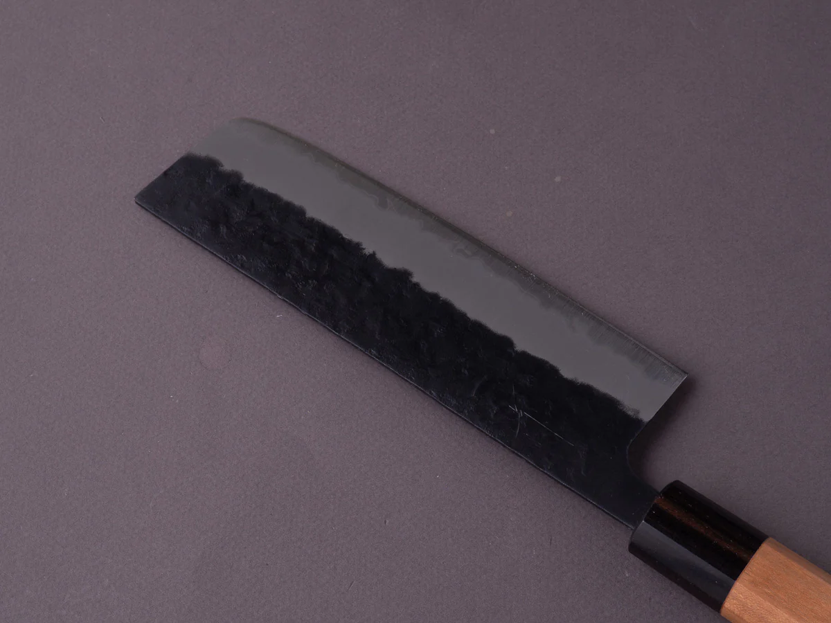 Hitohira - Futana - Super Blue - Kurouchi Nashiji - 165mm Nakiri - Cherry Handle - Image 3
