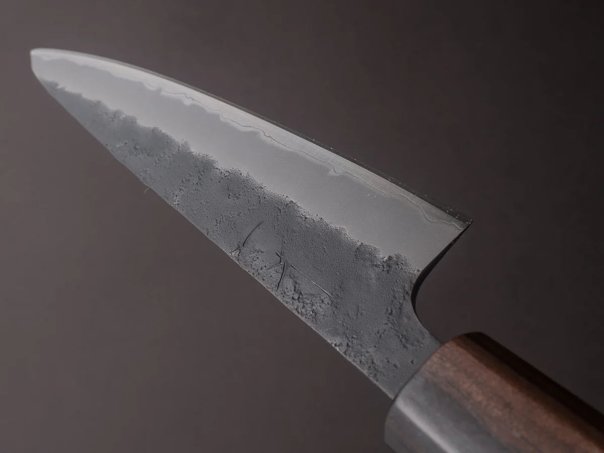 Hitohira - Futana - Super Blue - Kurouchi Tsuchime - 150mm Petty - Cherry Handle - Image 11