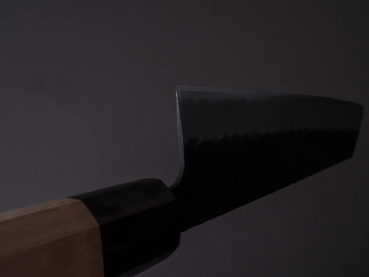 Hitohira - Futana - Super Blue - Kurouchi Tsuchime - 210mm Kiritsuke Gyuto - Cherry Handle - Image 10