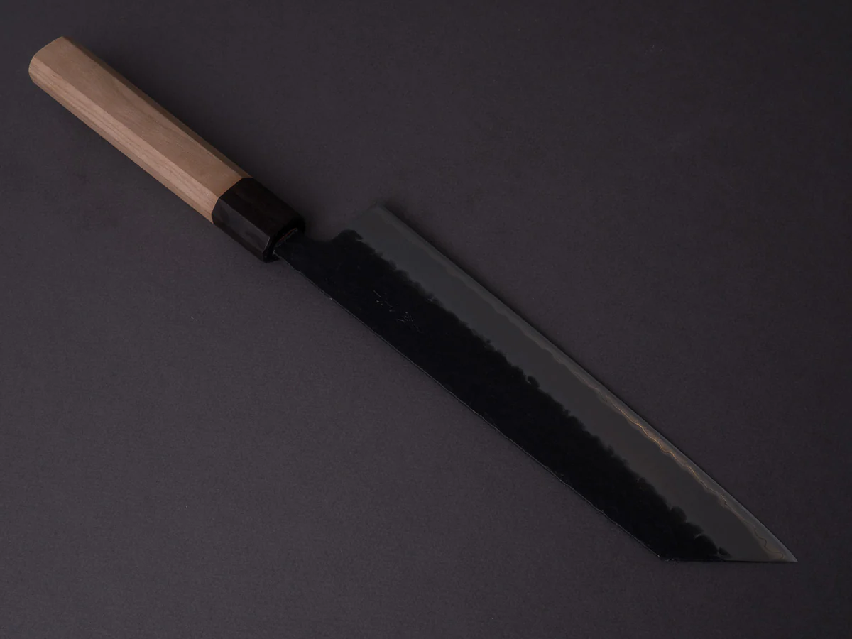 Hitohira - Futana - Super Blue - Kurouchi Tsuchime - 210mm Kiritsuke Gyuto - Cherry Handle - Image 2