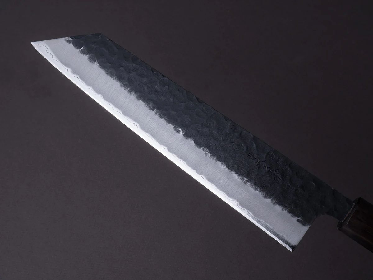Hitohira - Futana - Super Blue - Kurouchi Tsuchime - 210mm Kiritsuke Gyuto - Cherry Handle - Image 4