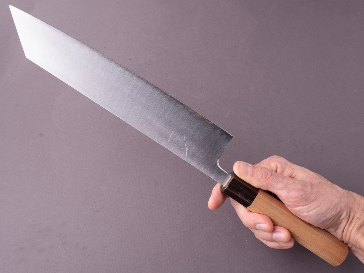 Hitohira - Futana - Stainelss Clad Blue Super - Migaki - 240mm Kiritsuke Gyuto - Cherry Handle
