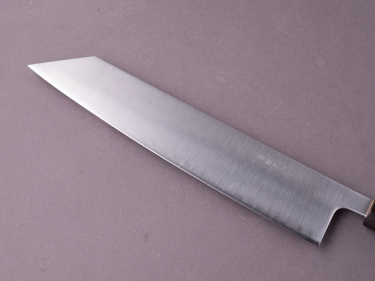 Hitohira - Futana - Stainelss Clad Blue Super - Migaki - 240mm Kiritsuke Gyuto - Cherry Handle - Image 6