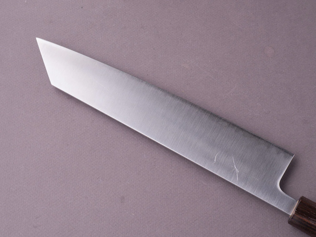Hitohira - Futana - Stainelss Clad Blue Super - Migaki - 240mm Kiritsuke Gyuto - Cherry Handle - Image 7