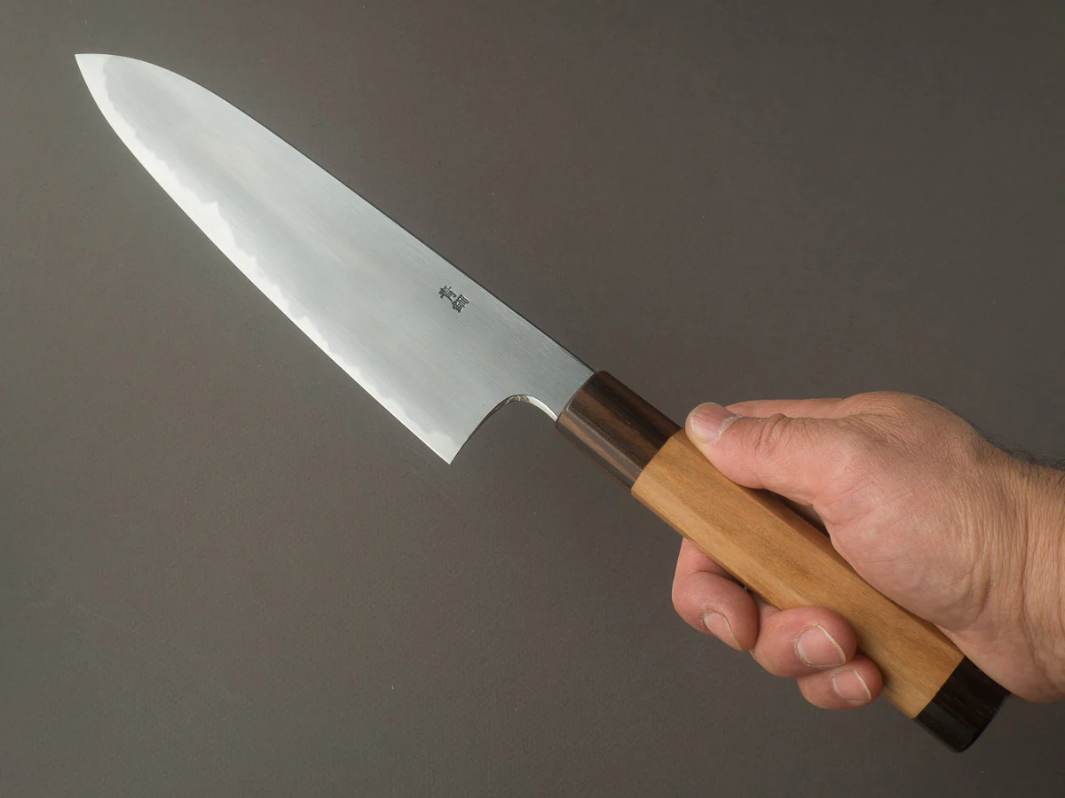 Hitohira - Gorobei x Rikichi - Blue #2 - Kasumi - 210mm Gyuto - Cherry Wood Handle - Image 6