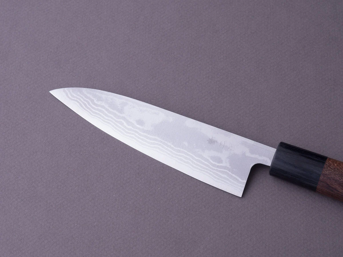 Hitohira - GR - Blue #2 Damascus - 135mm Santoku - Rosewood Handle - Image 3