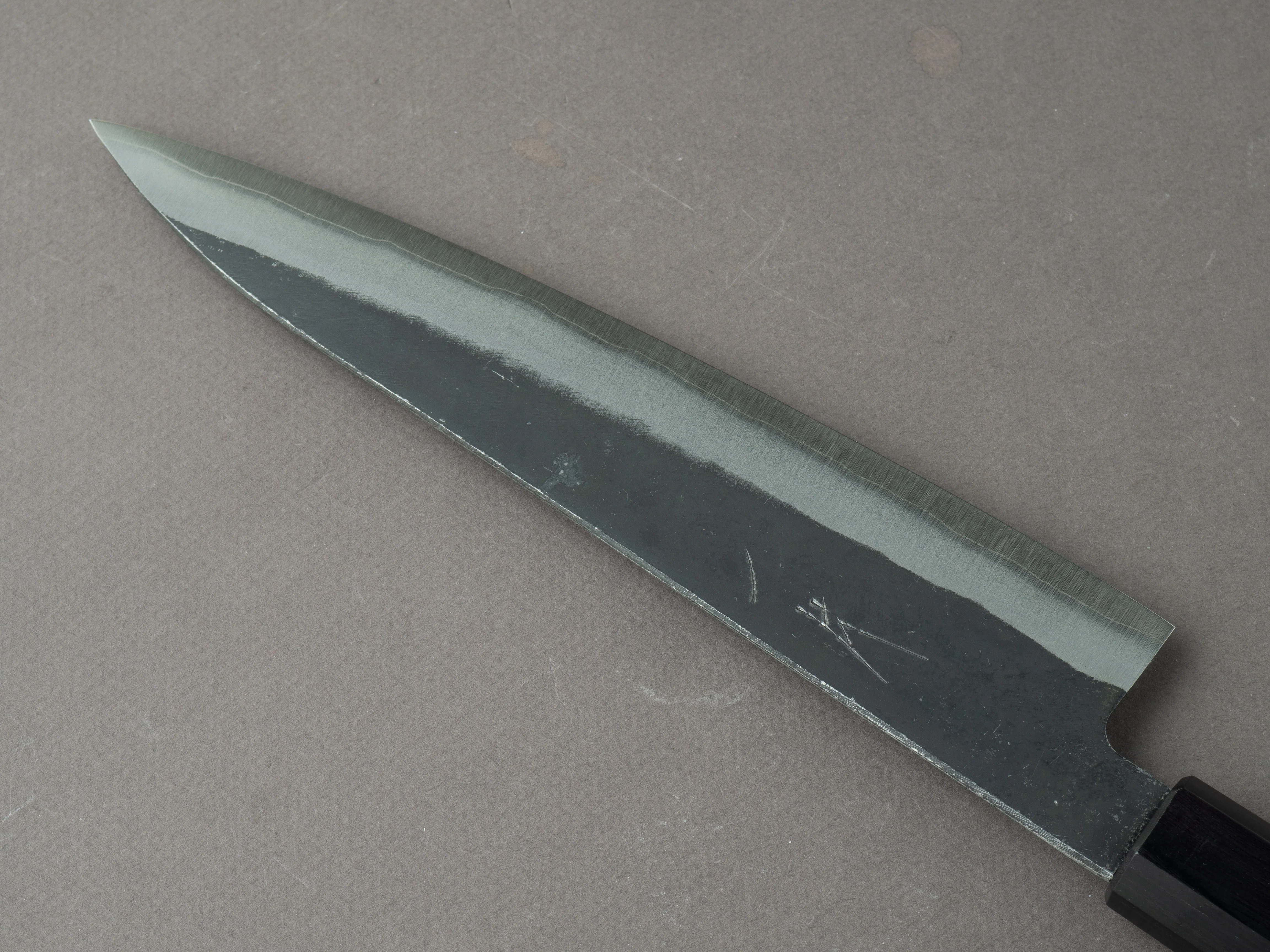 Hitohira - Harima - Stainless Clad Blue Super - Kurouchi - 210mm Gyuto - Walnut Handle - Image 4