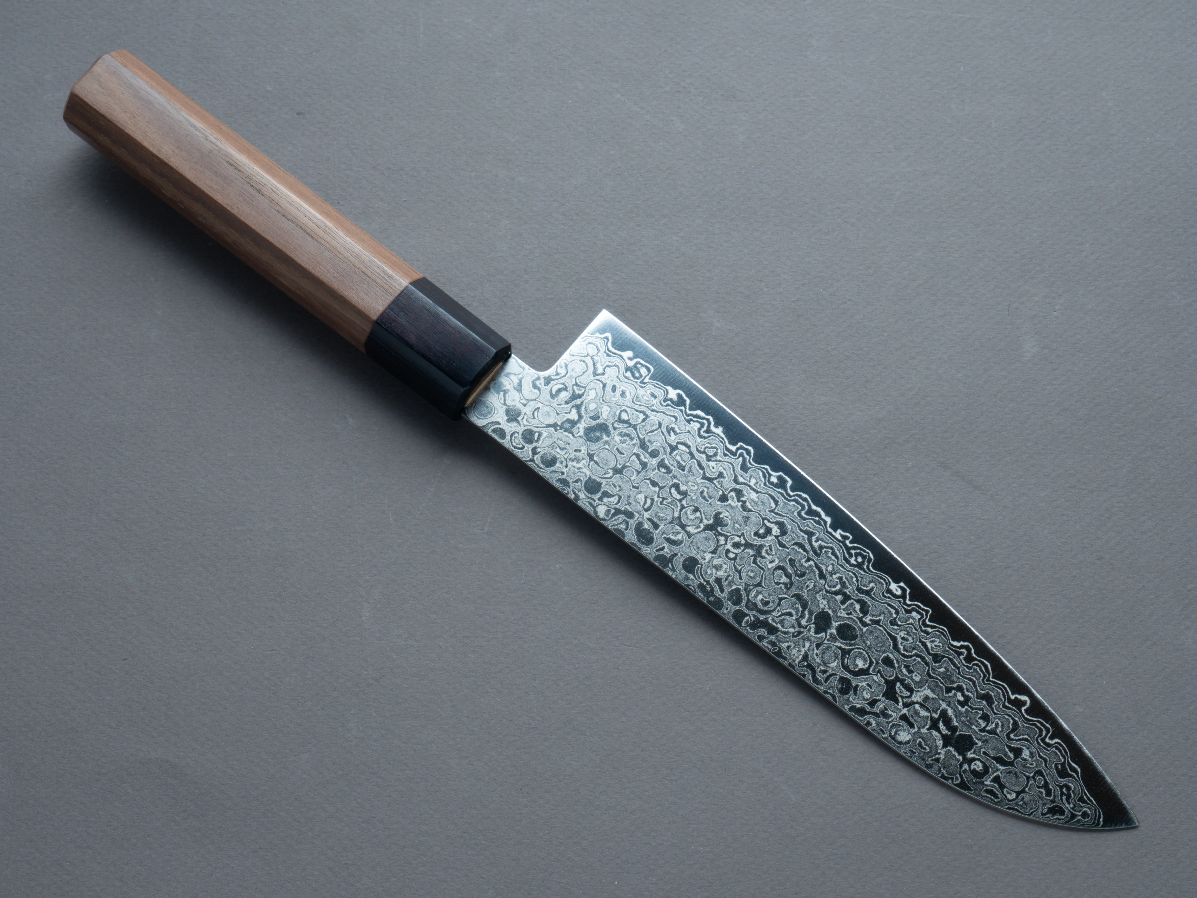 Hitohira - HG - Damascus - Santoku - 180mm - Walnut Handle - Image 2