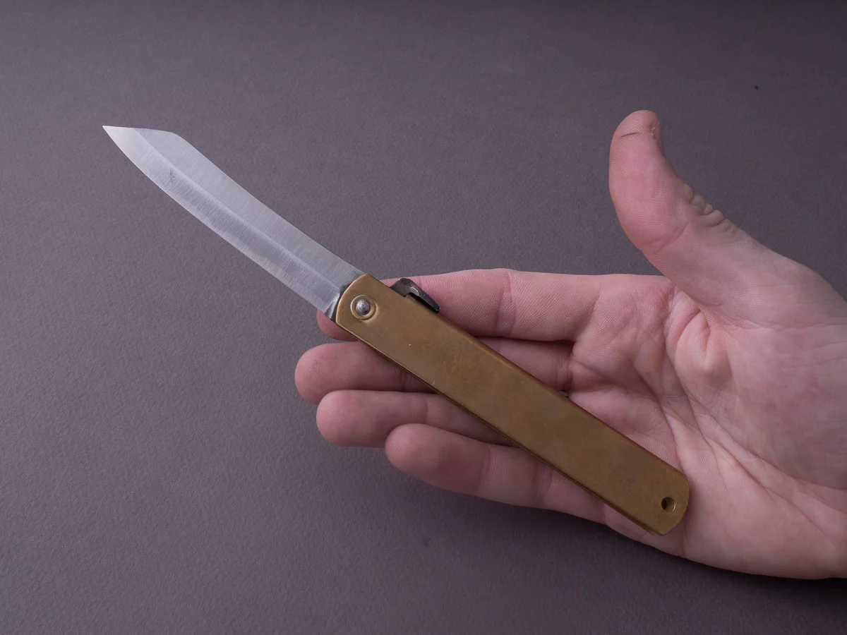 Higonokami - Blue #2 - Extra Large - 120mm Folding - Brass - Image 4